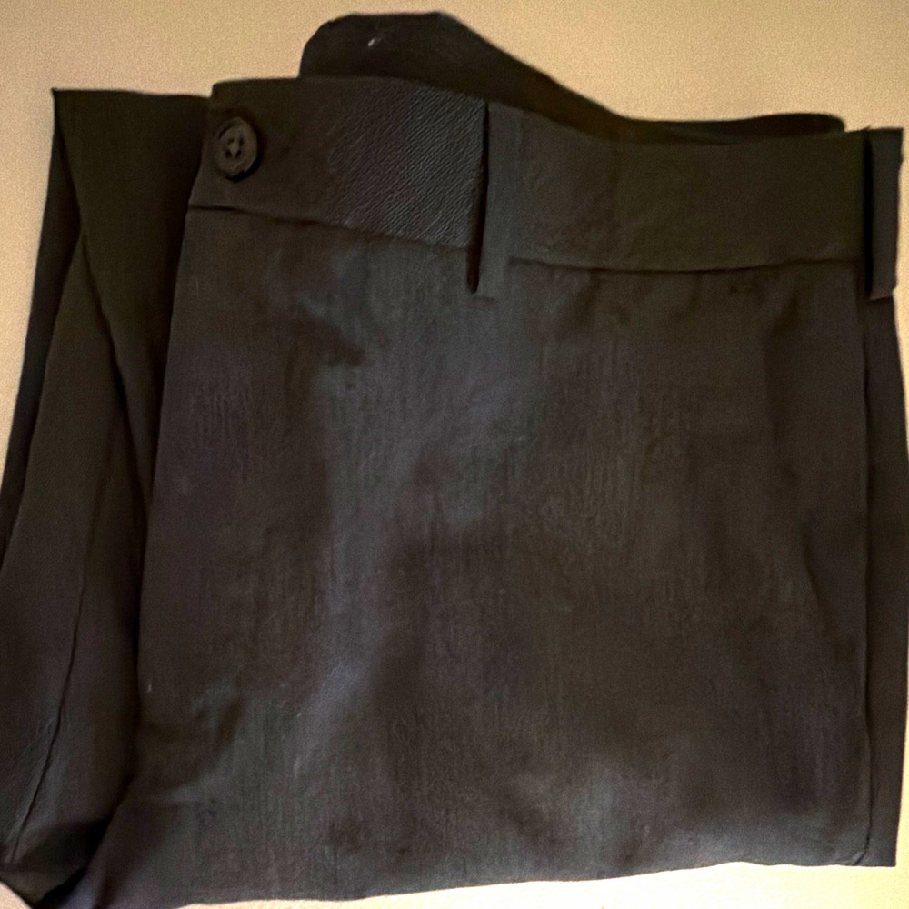 Van Heusen Dress Pants Men 36 Black Twill Flat Front Straight Classic Pockets